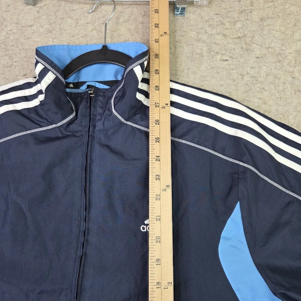 Adidas Windbreaker Track Jacket Mens‎ M Blue Striped Ful Zip Performance